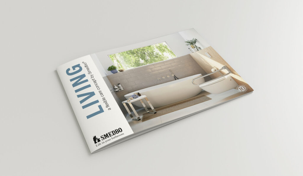 brochure LIVING on grey background